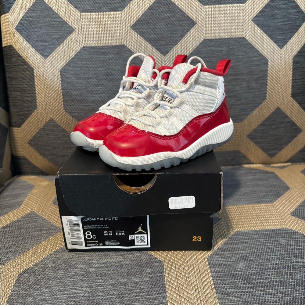 Jordan Red and White High-Top Sneakers